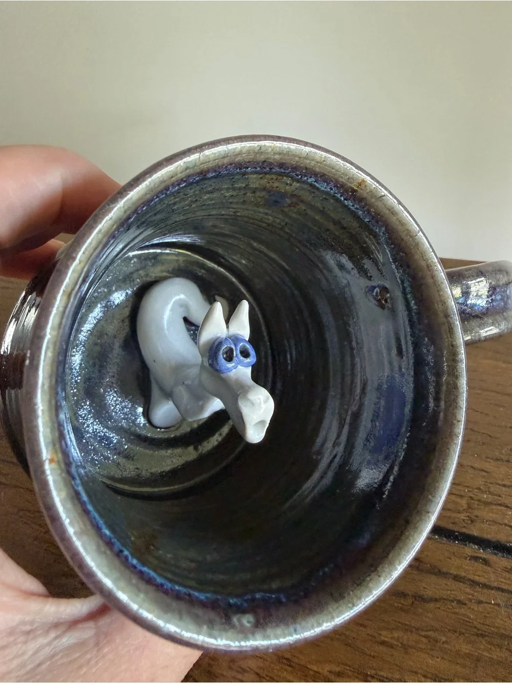 Clay Images Hidden Dog Surprise Mug Coffee Cup Handmade Studio Pottery funny